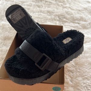 UGG black platform slippers
